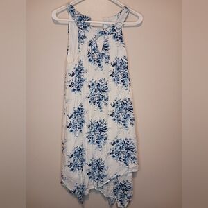 Womens entro large white & blue sun dress